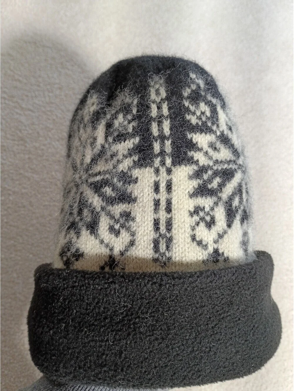 Vtg Berkshire Fashions Beanie Wool Blend Fisherman Fair Isle Natural Nordic
